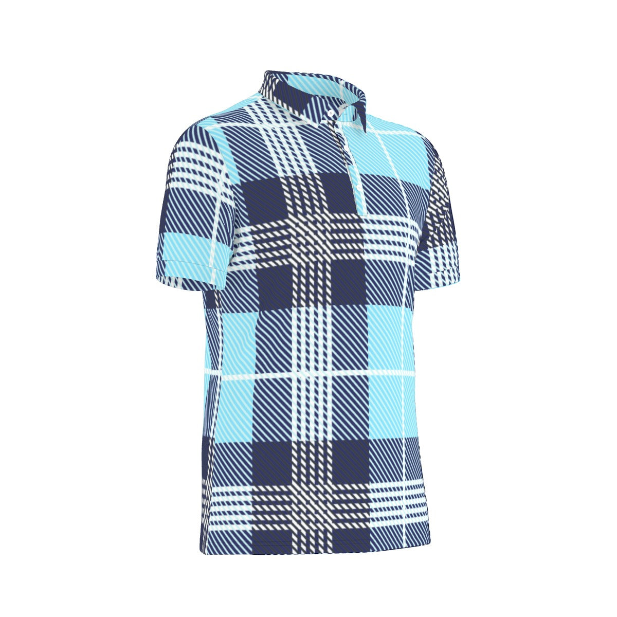 Plaid Blues Stretch Polo Shirt