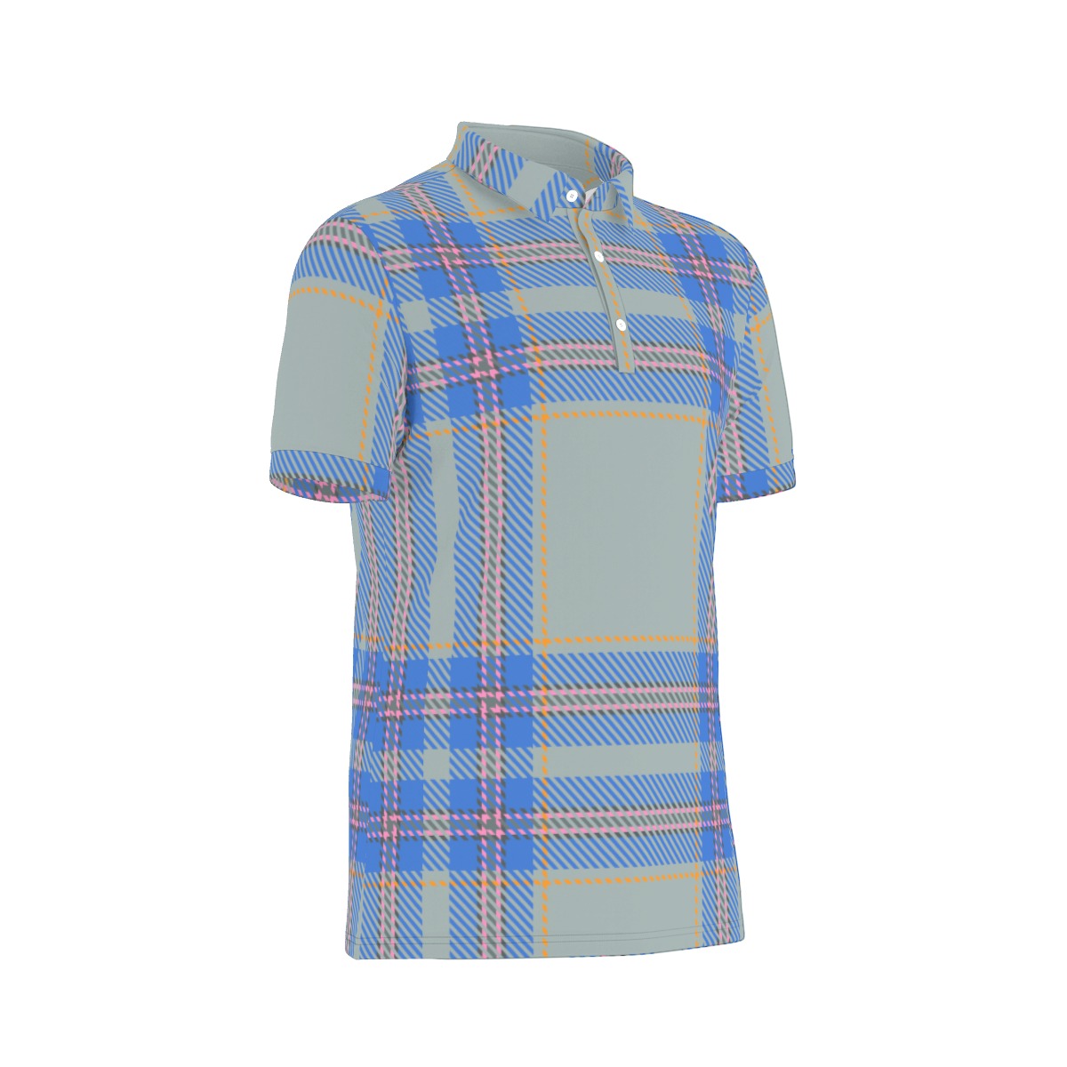 Modern Tartan Fusion Stretch Polo Shirt