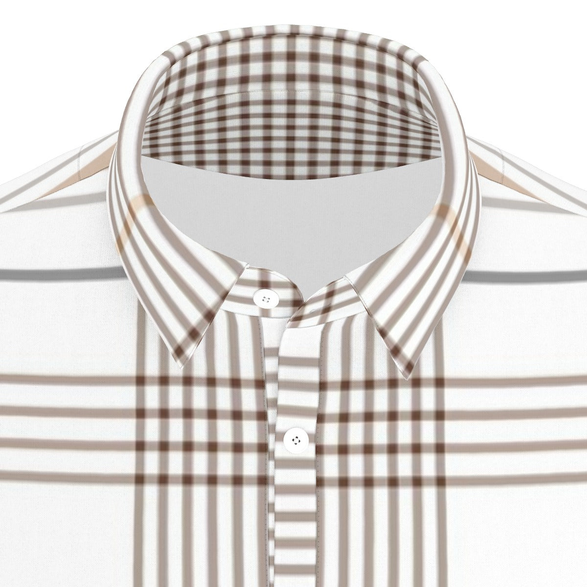 Gold and Brown Plaid Stretch Polo Shirt