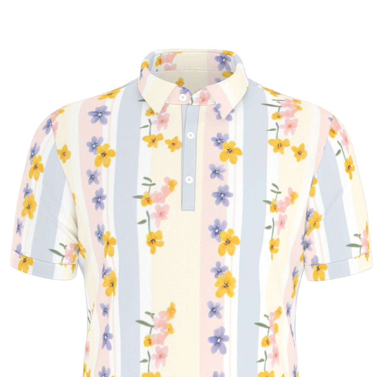Pastel Paradise Striped Stretch Polo Shirt