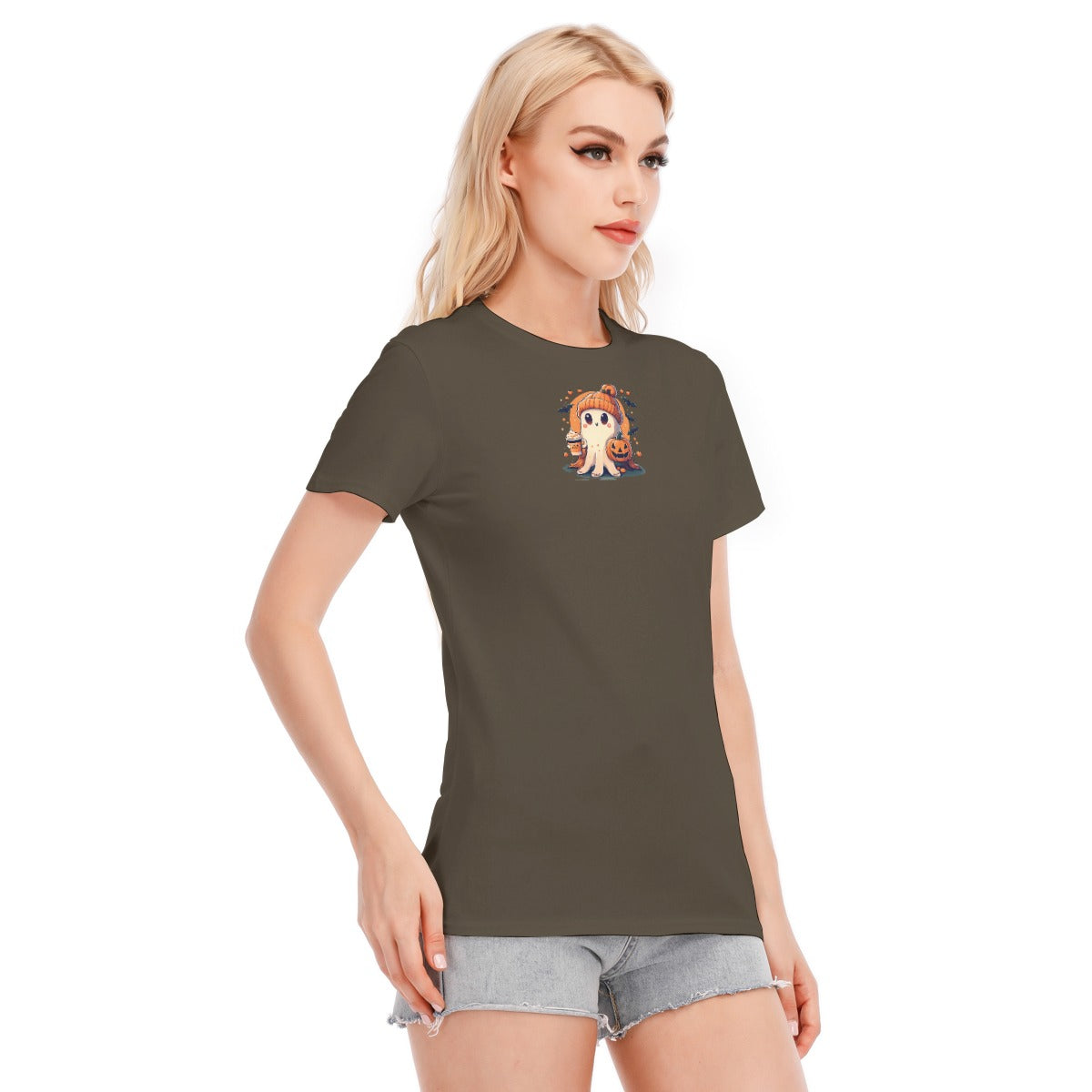 Customize Color and Halloween Graphic Women's Round Neck T-Shirt | 190GSM Cotton