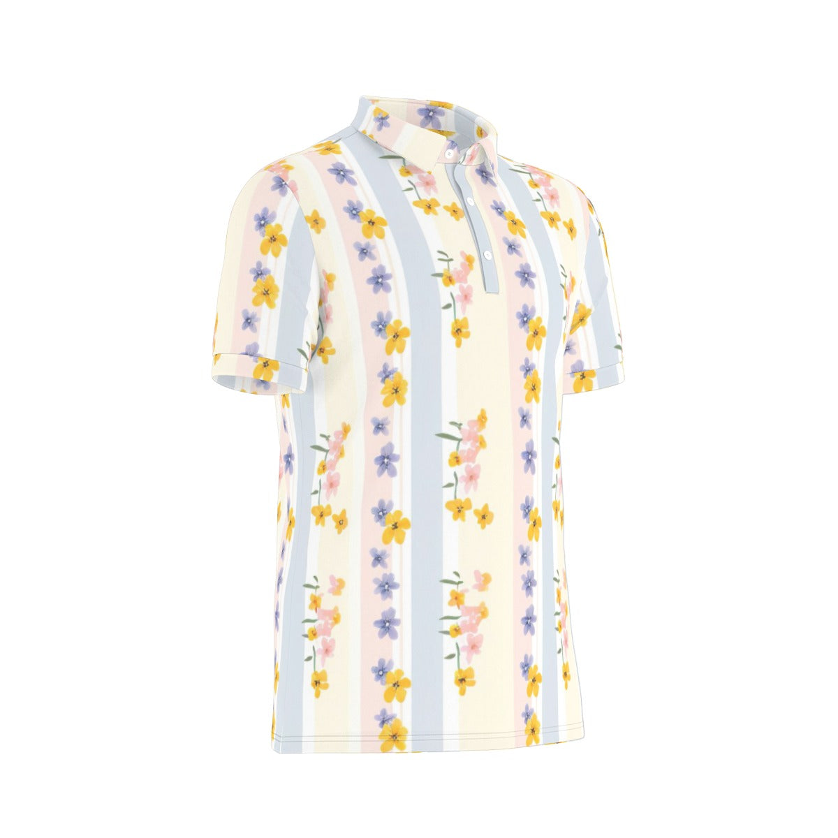 Pastel Paradise Striped Stretch Polo Shirt