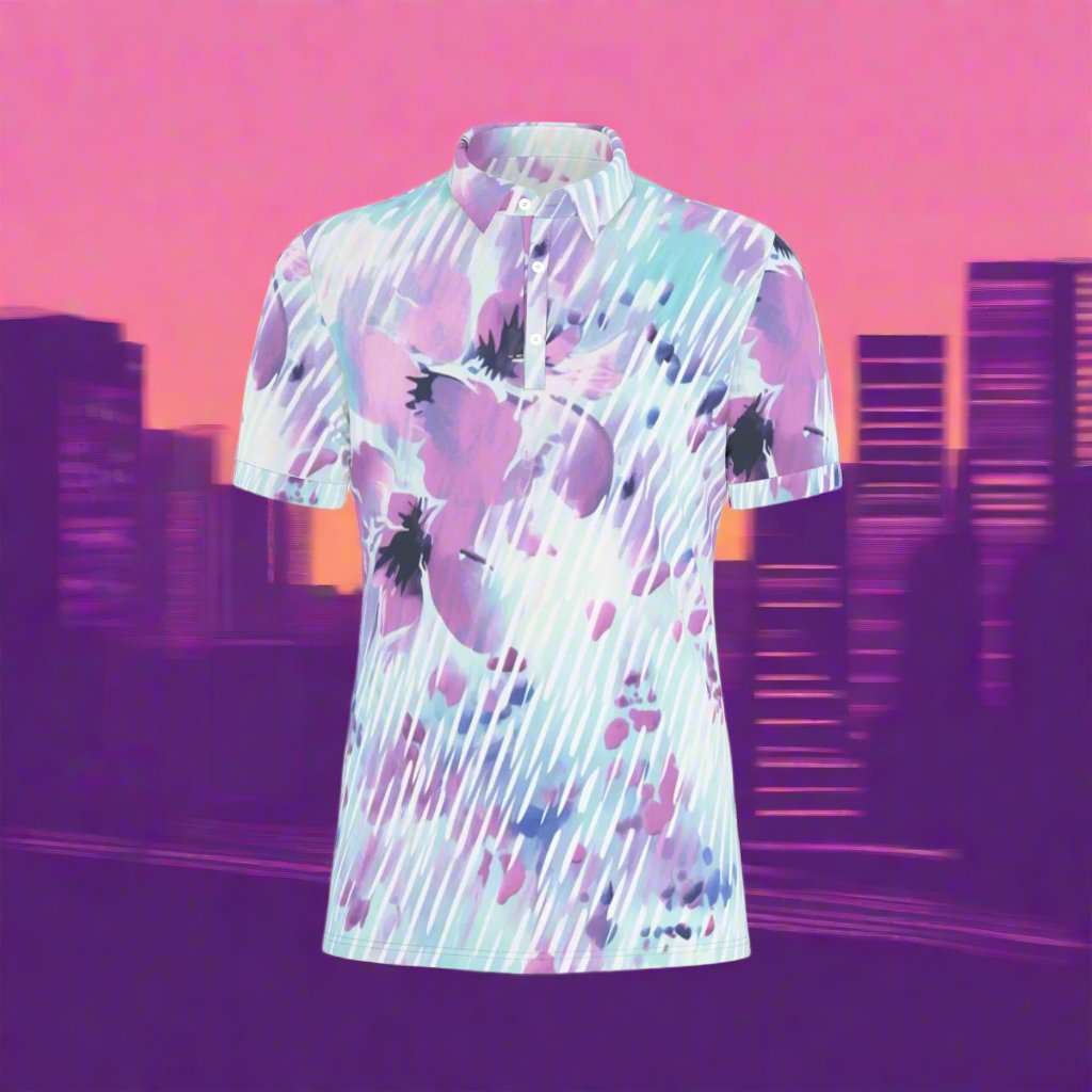 Painterly Purple Haze Stretch Polo Shirt