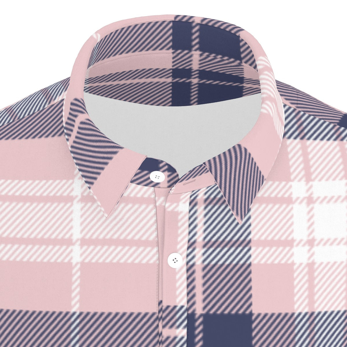 Pink and Blue Plaid Stretch Polo Shirt