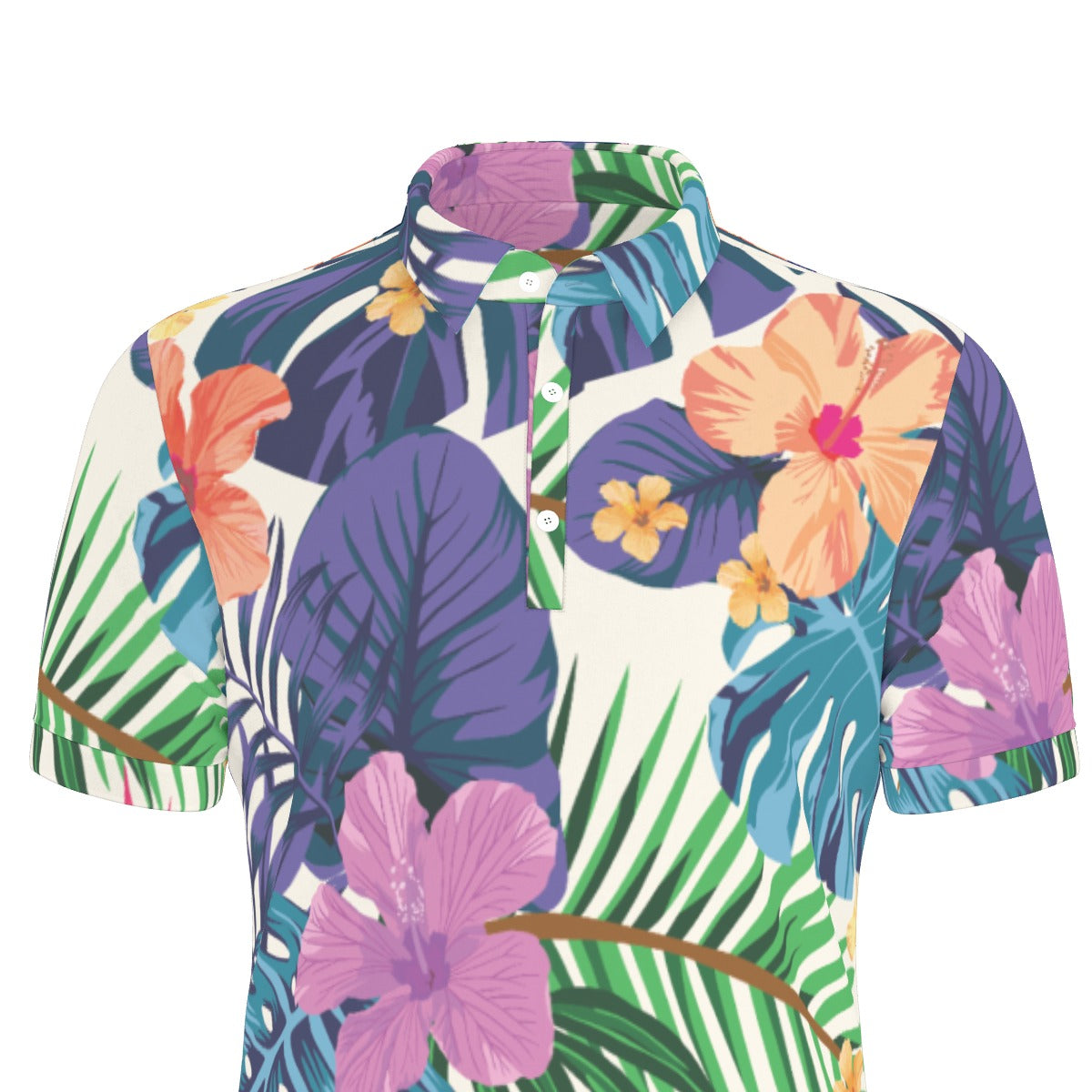 Tropical Hibiscus Stretch Polo Shirt