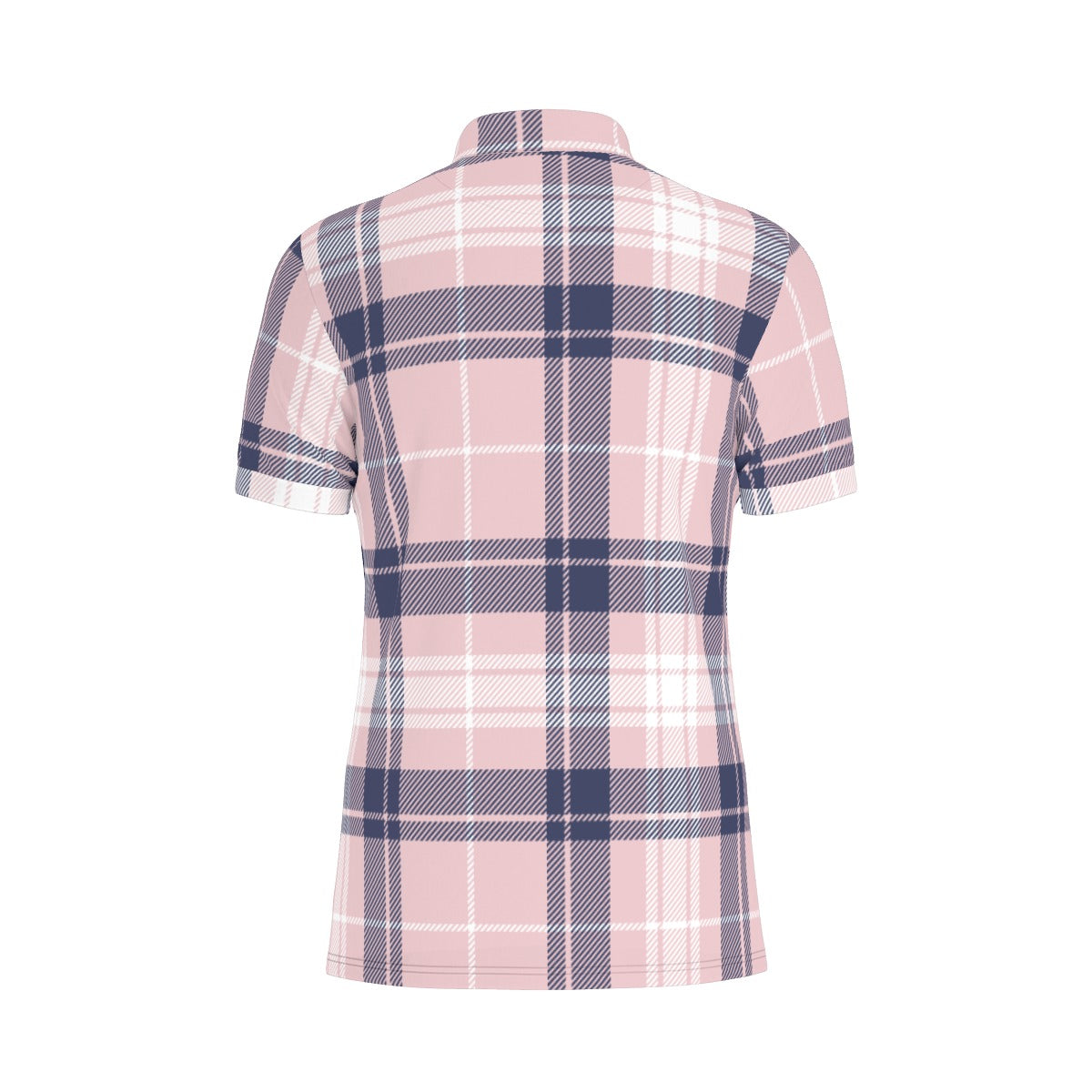 Pink and Blue Plaid Stretch Polo Shirt