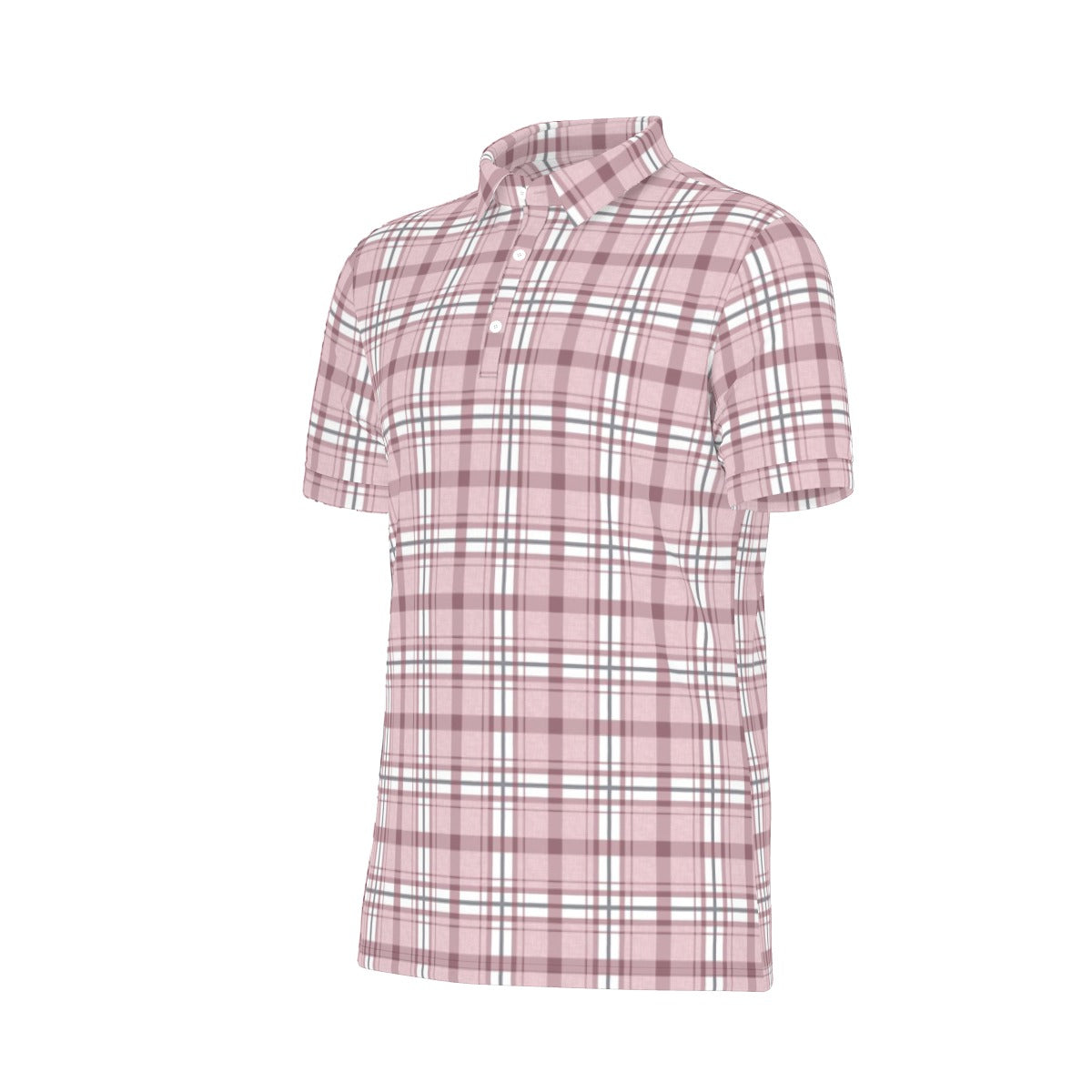 Proper Pink Plaid Stretch Polo Shirt