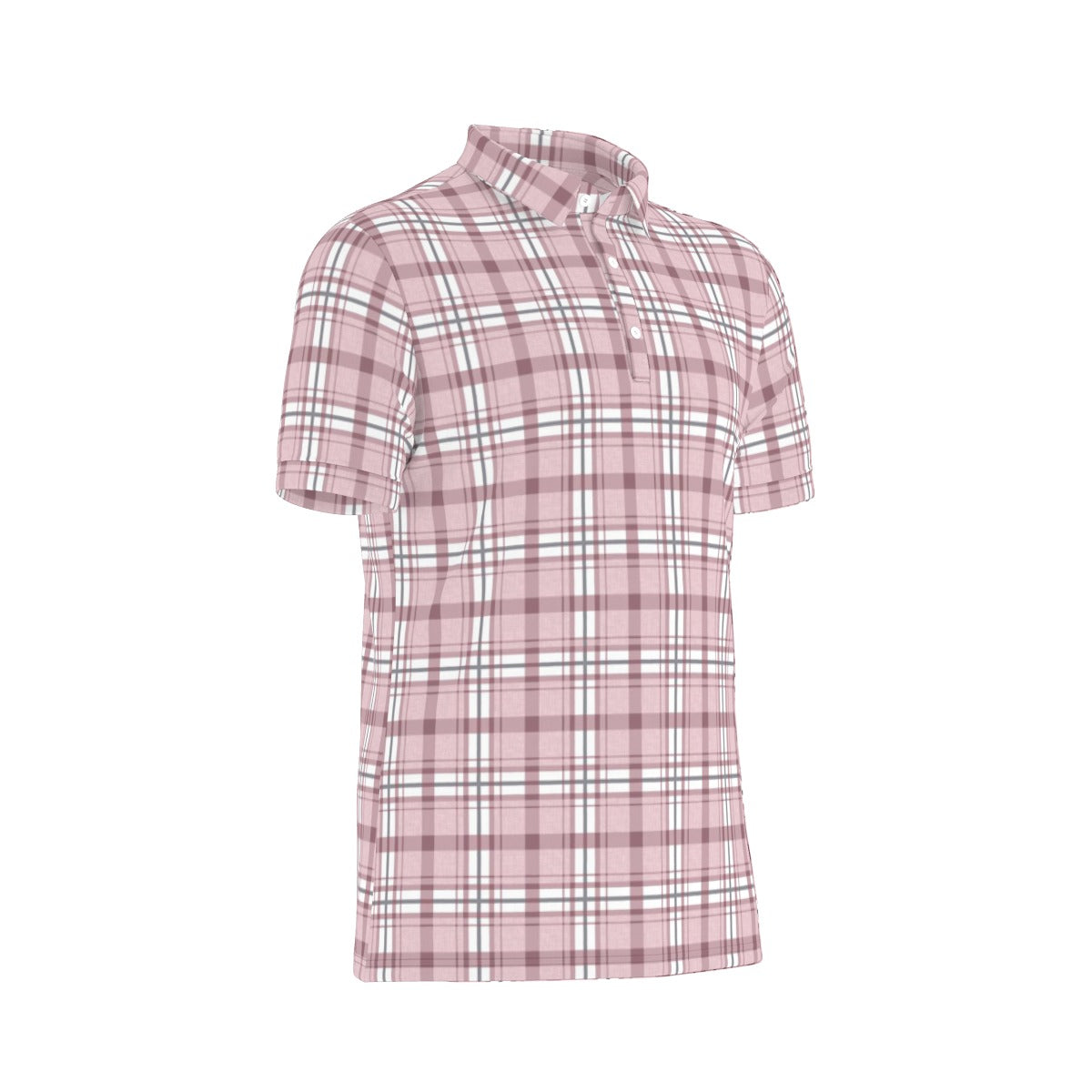 Proper Pink Plaid Stretch Polo Shirt