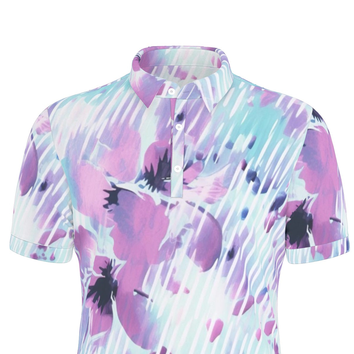 Painterly Purple Haze Stretch Polo Shirt