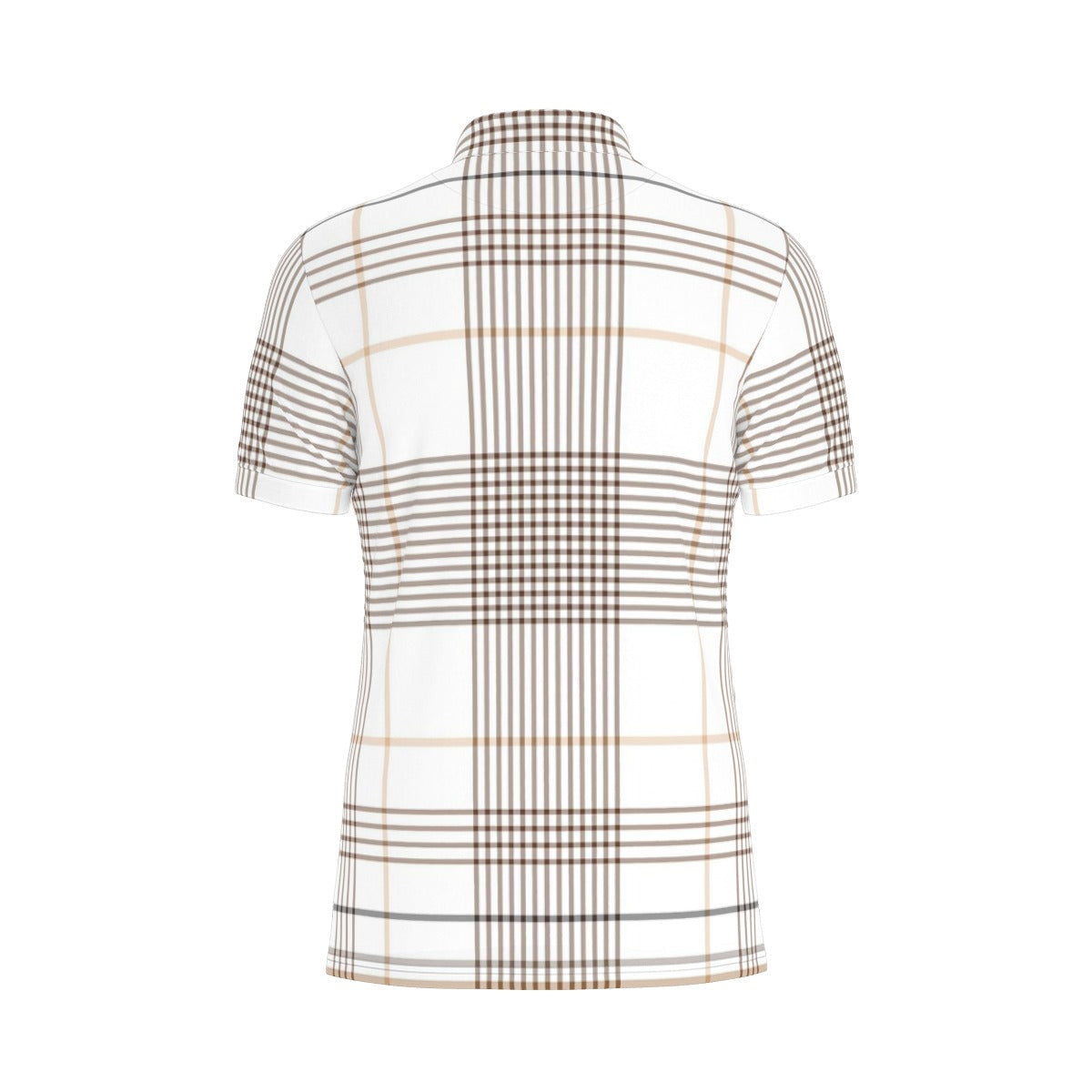 Gold and Brown Plaid Stretch Polo Shirt