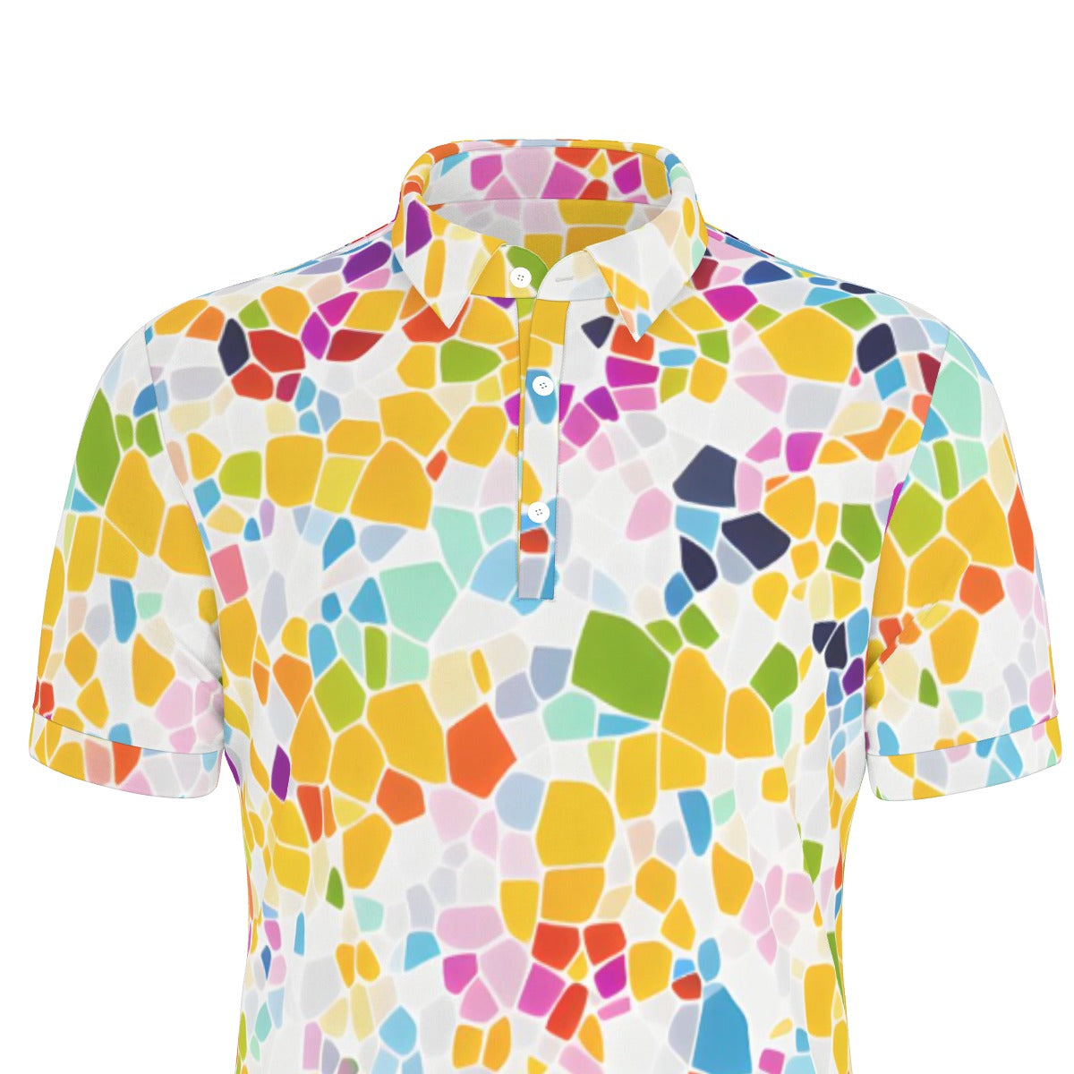 Colorful Mosiac Stretch Polo Shirt