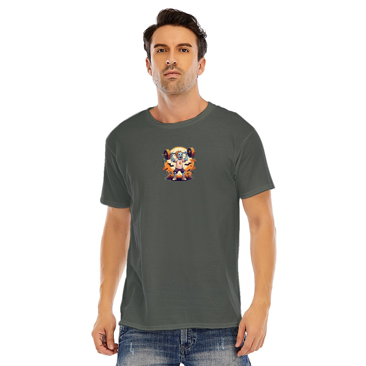 Customizable Fitness Halloween Graphic Unisex O-neck Short Sleeve T-shirt | 180GSM Cotton (DTF)