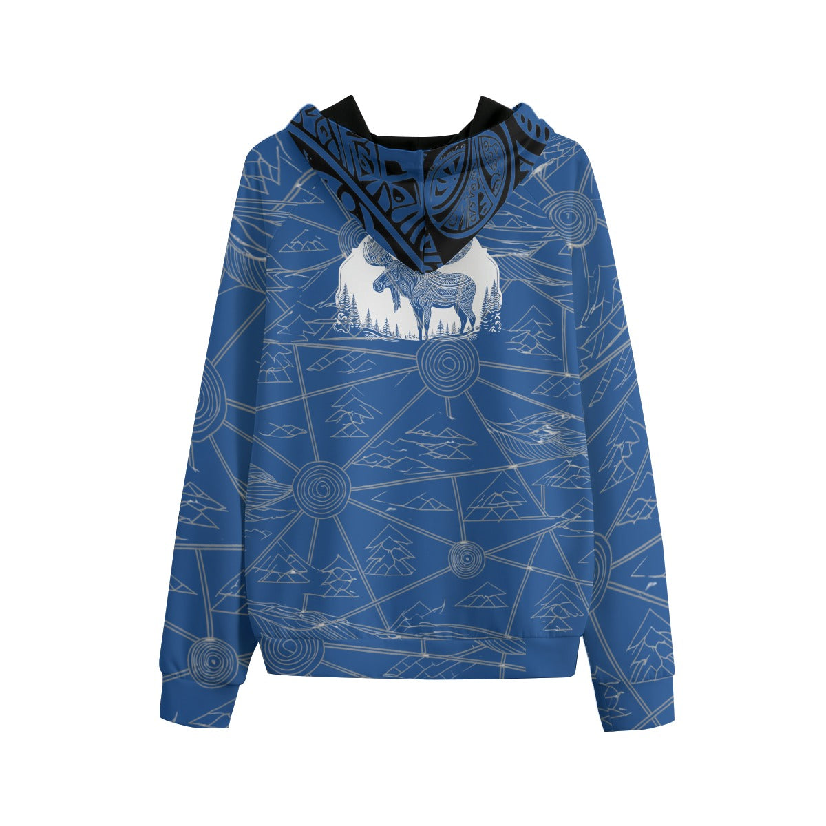 Montana Tribal Moose Men's Raglan Pullover Hoodie | Interlock