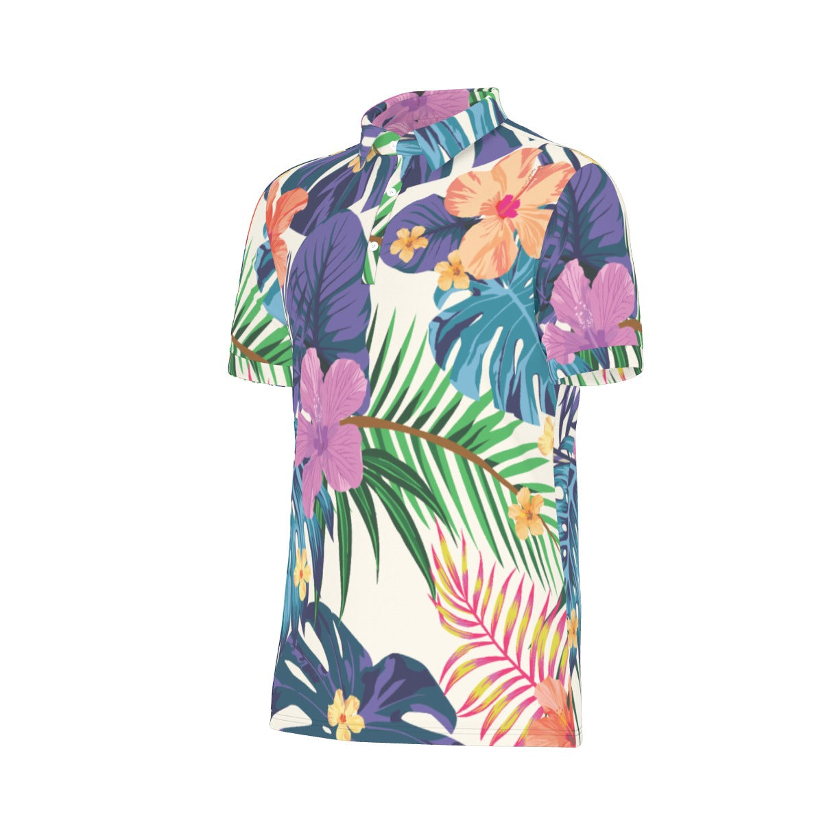 Tropical Hibiscus Stretch Polo Shirt