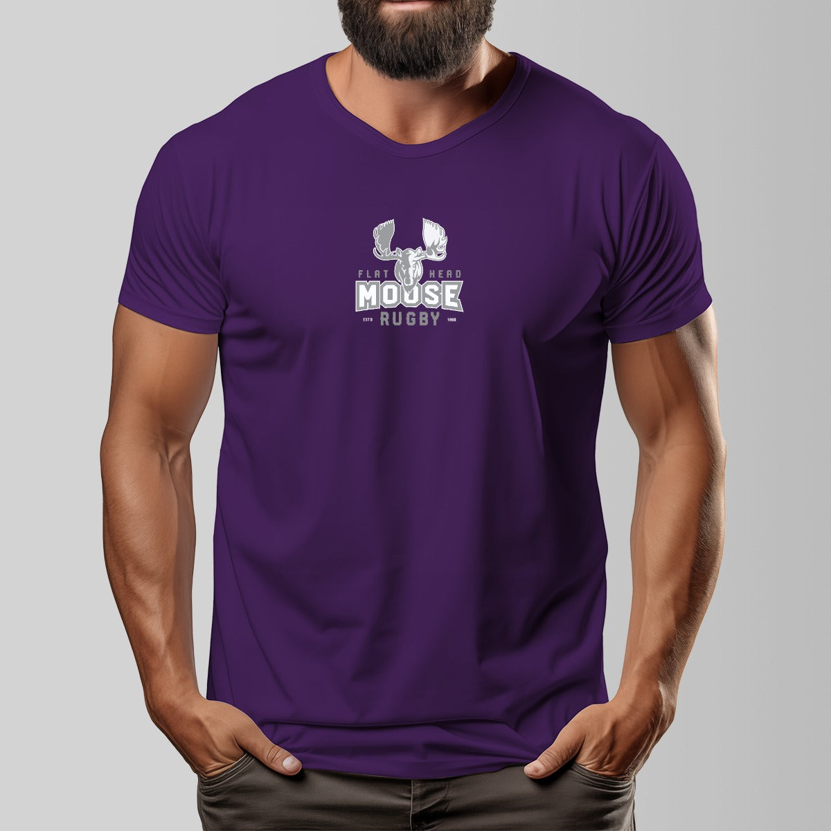 Vintage Moose Rugby Unisex O-neck Short Sleeve T-shirt | 180GSM Cotton