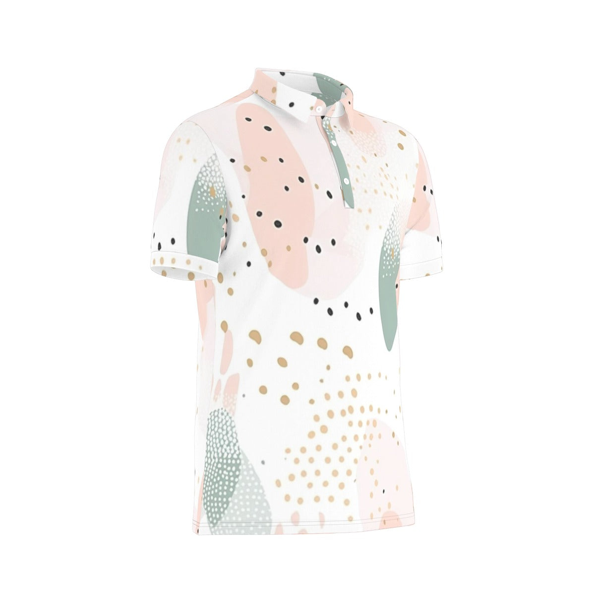 Peach Splash Abstract Stretch Polo Shirt