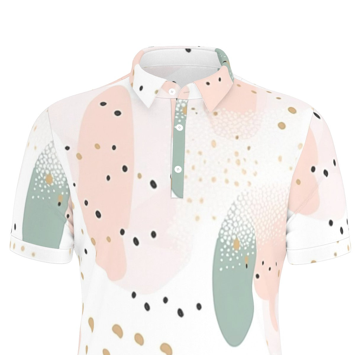 Peach Splash Abstract Stretch Polo Shirt
