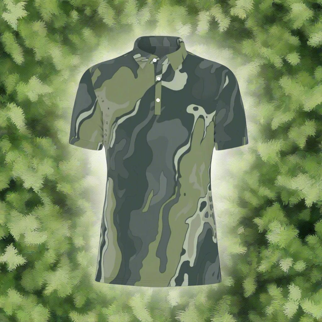 Forest Stealth Camouflage Stretch Polo Shirt
