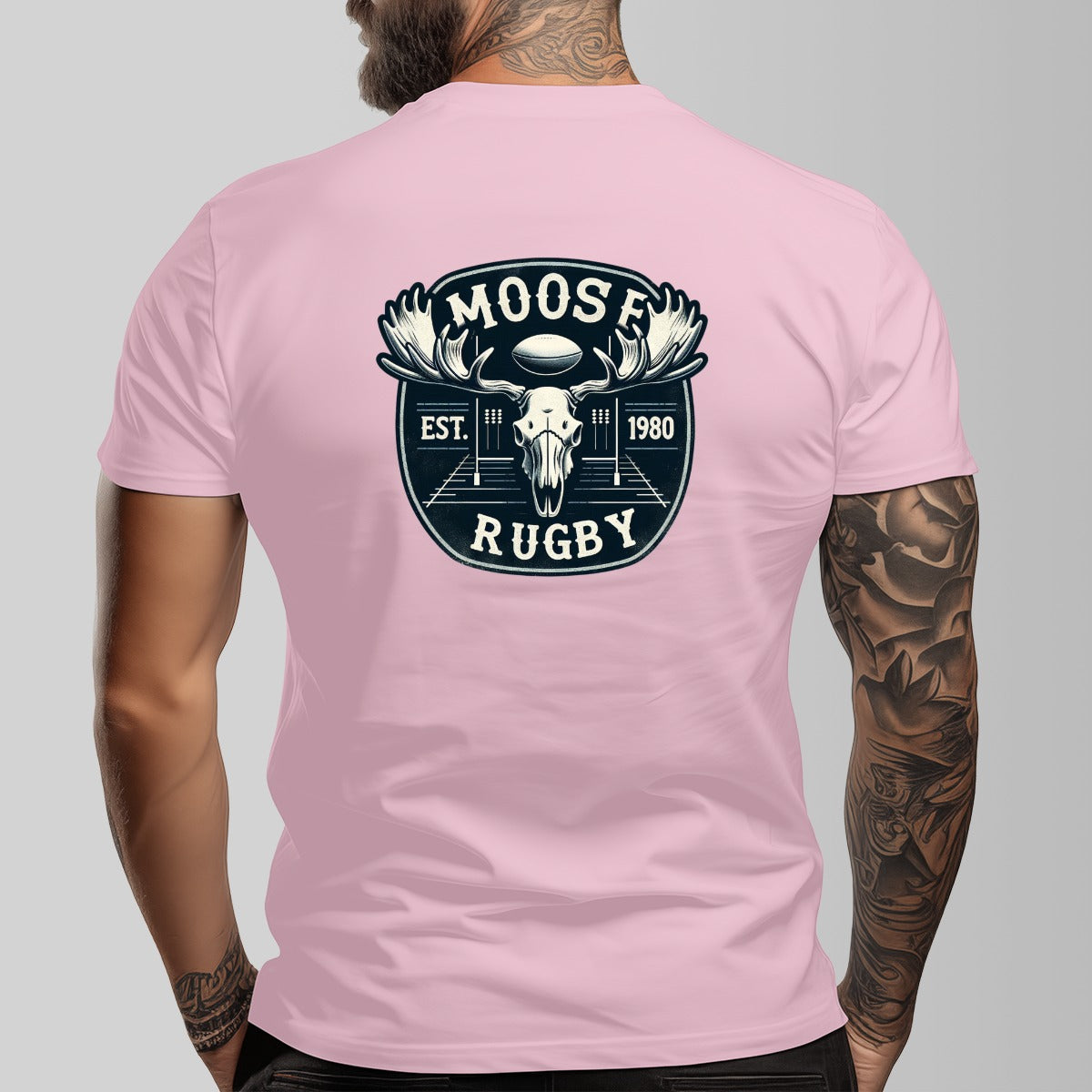 Vintage Moose Rugby Unisex O-neck Short Sleeve T-shirt | 180GSM Cotton