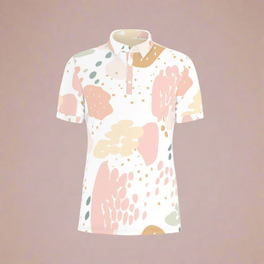 Soft Hues Playful Shape Stretch Polo Shirt