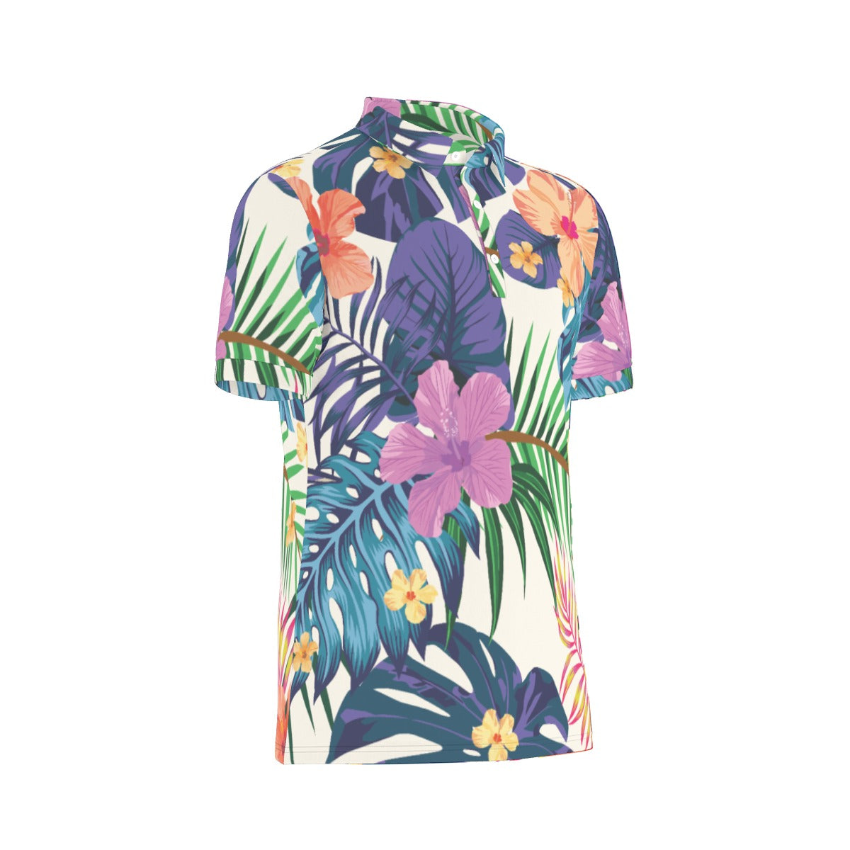 Tropical Hibiscus Stretch Polo Shirt