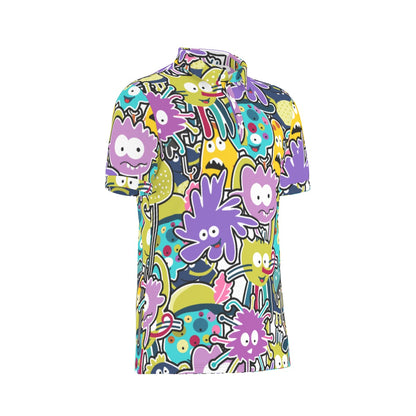 Vibrant Doodle Stretch Polo Shirt