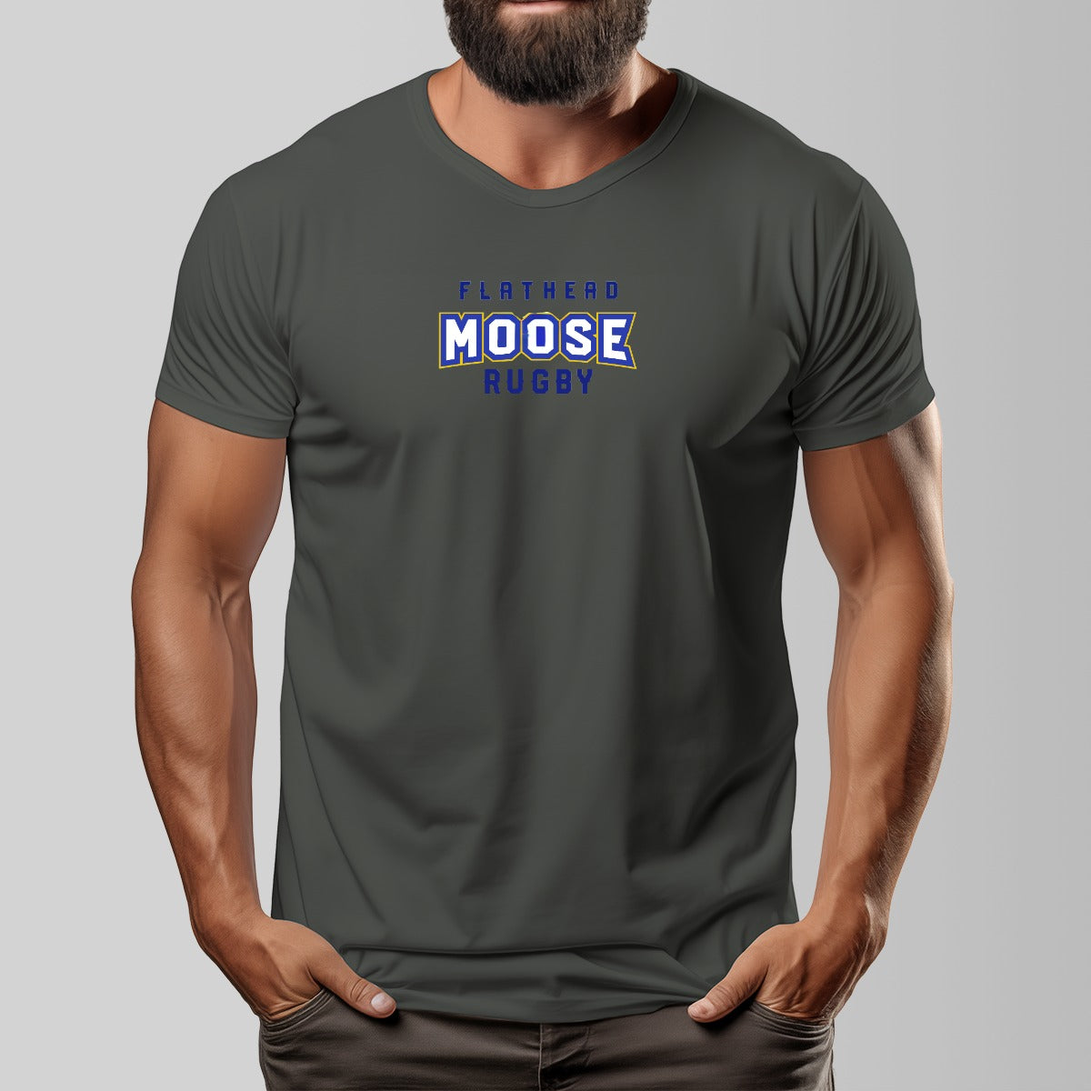 Flathead Moose Rugby Unisex O-neck Short Sleeve T-shirt | 180GSM Cotton (DTF)