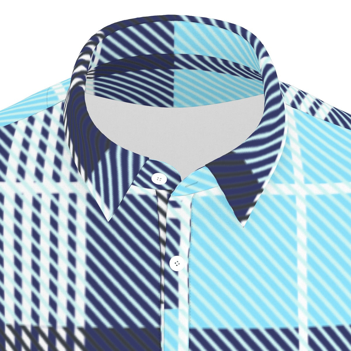 Plaid Blues Stretch Polo Shirt