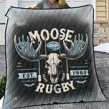 Flathead Moose Est 1980 Vintage Lightweight & Breathable Quilt With Edge-wrapping Strips