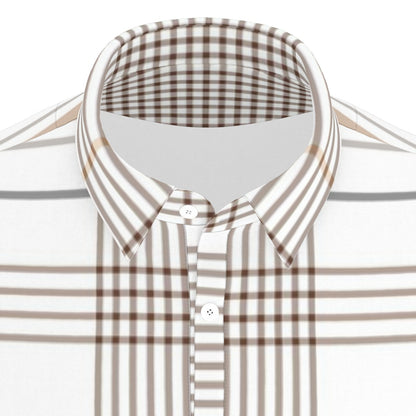Gold and Brown Plaid Stretch Polo Shirt