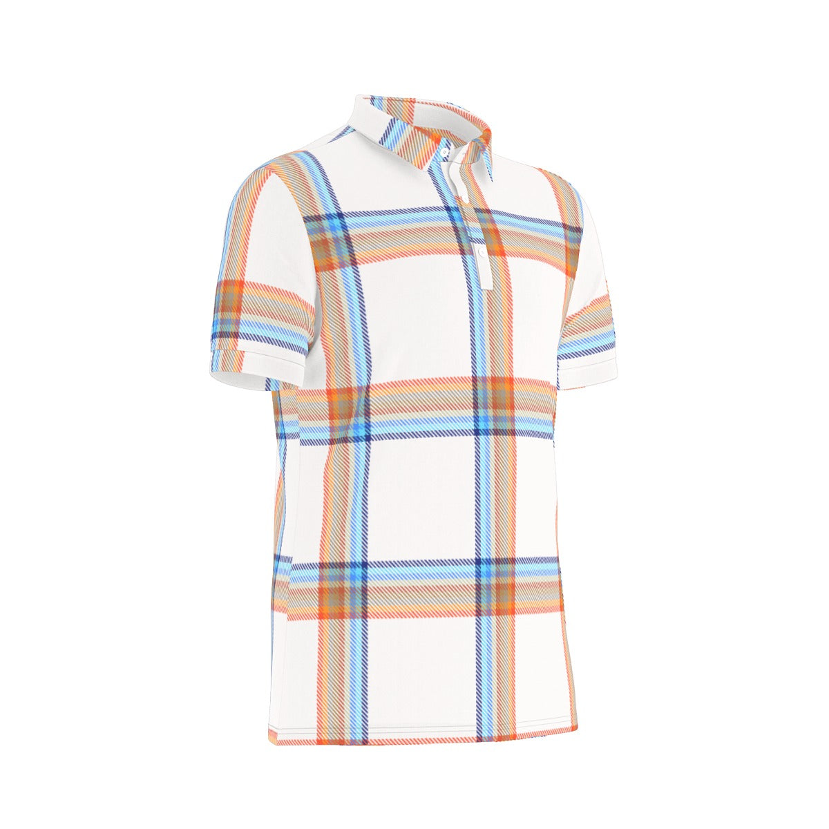 90's Fad Plaid Stretch Polo Shirt