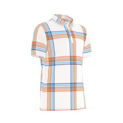 90's Fad Plaid Stretch Polo Shirt
