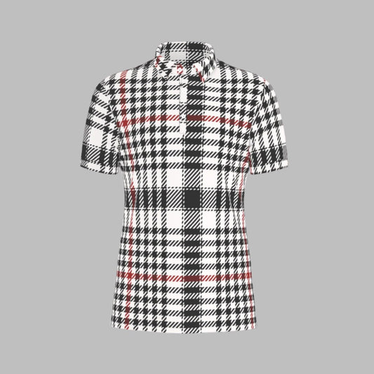 Houndstooth Stretch Polo Shirt