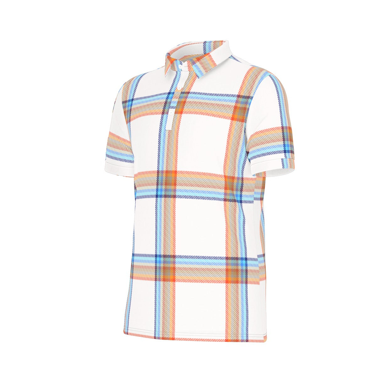 90's Fad Plaid Stretch Polo Shirt
