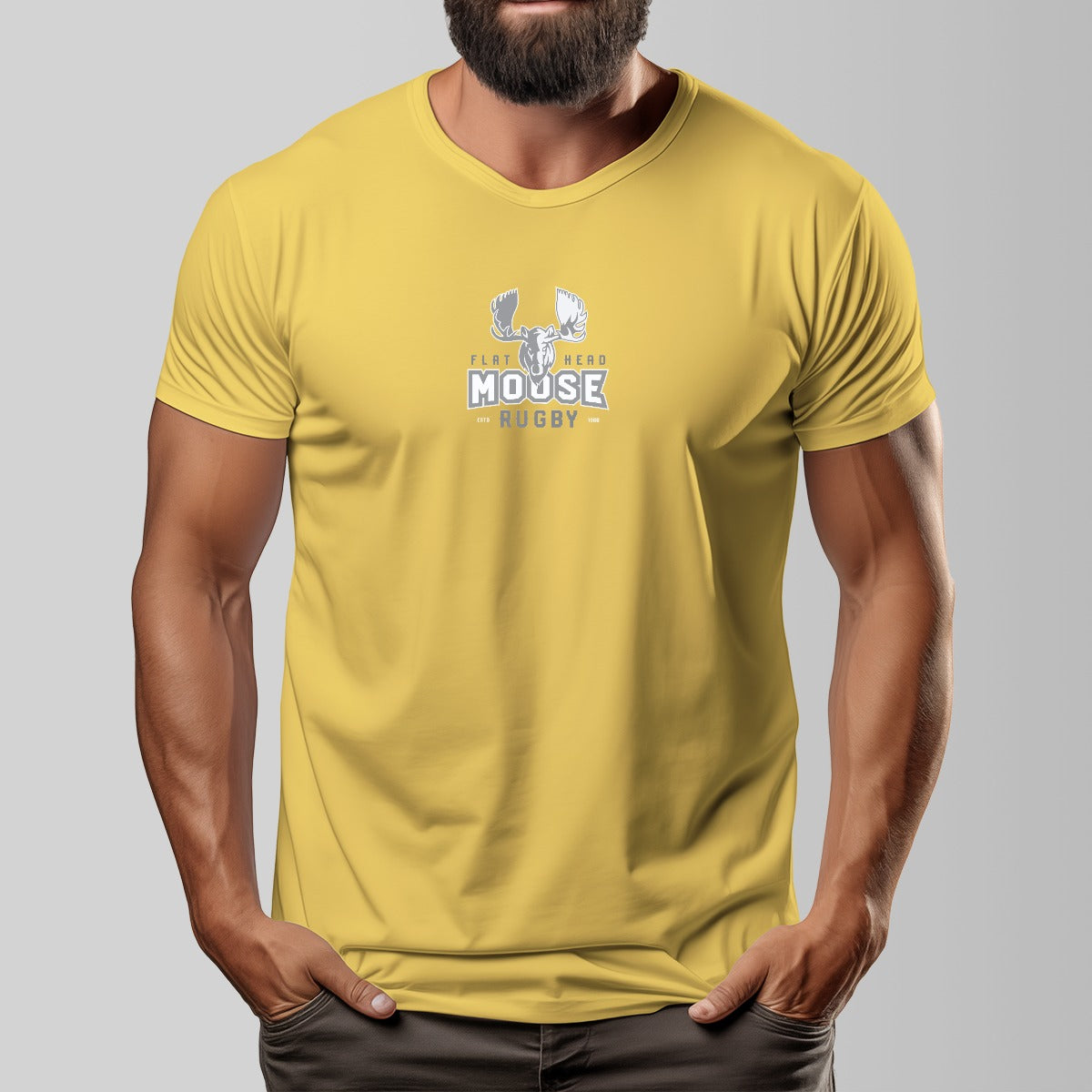 Vintage Moose Rugby Unisex O-neck Short Sleeve T-shirt | 180GSM Cotton