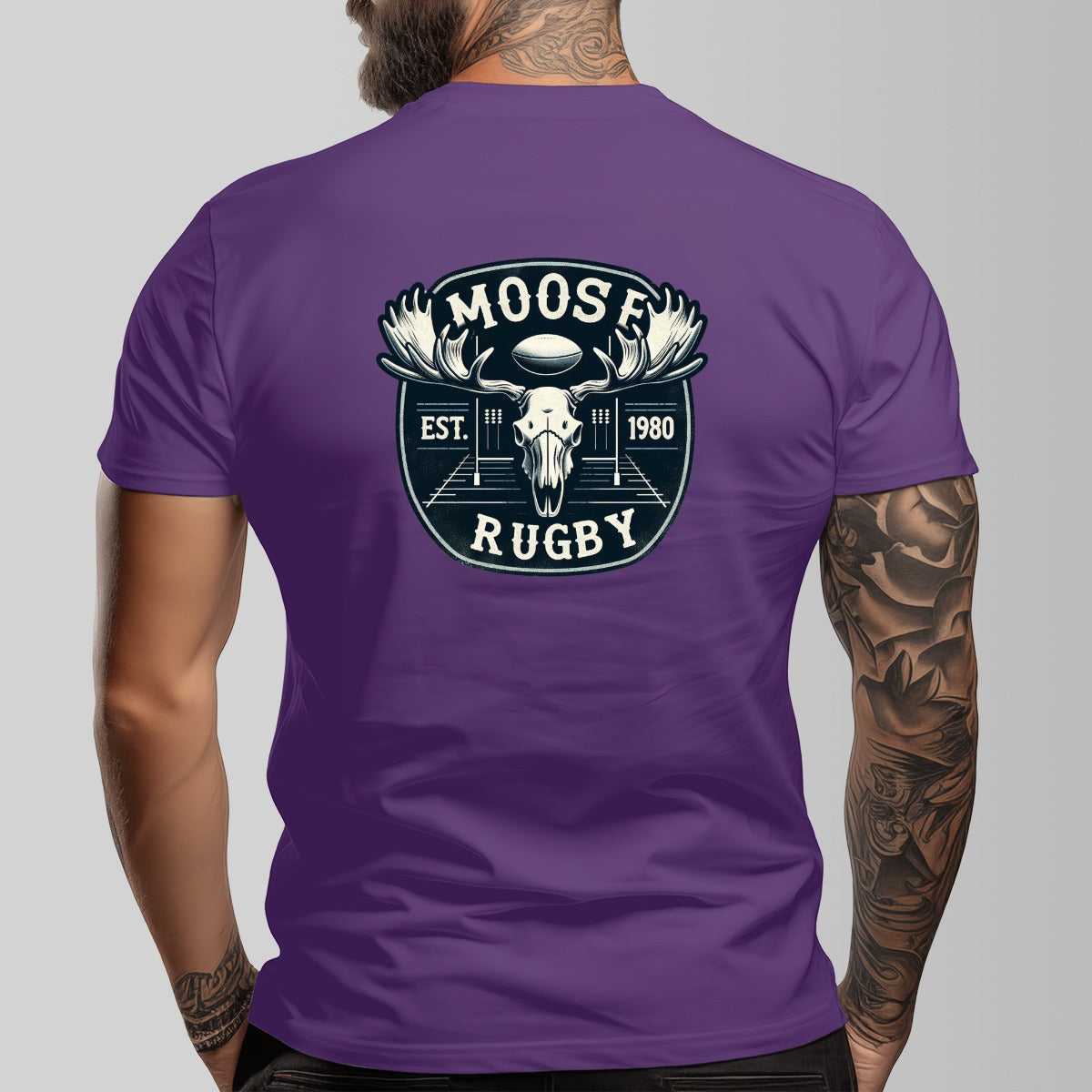Vintage Moose Rugby Unisex O-neck Short Sleeve T-shirt | 180GSM Cotton