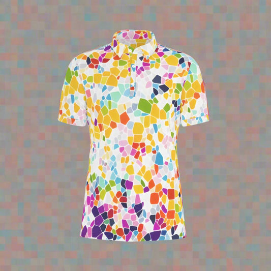 Colorful Mosiac Stretch Polo Shirt