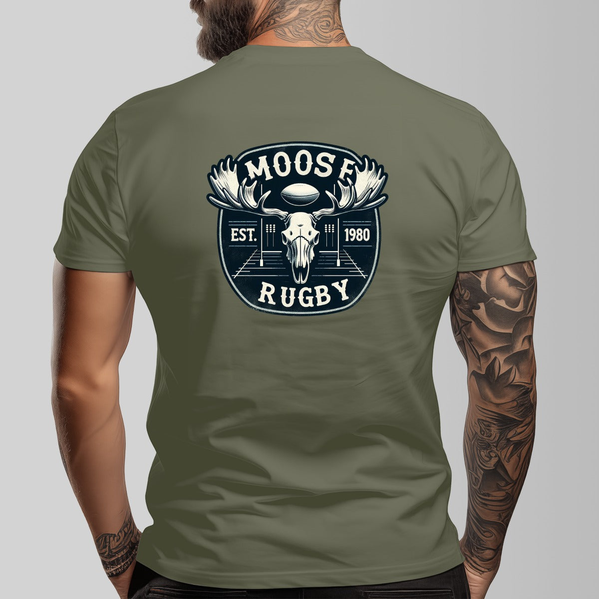 Vintage Moose Rugby Unisex O-neck Short Sleeve T-shirt | 180GSM Cotton