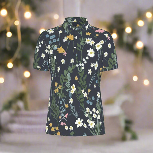 Midnight Garden Stretch Polo Shirt