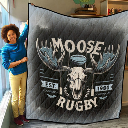 Flathead Moose Est 1980 Vintage Lightweight & Breathable Quilt With Edge-wrapping Strips