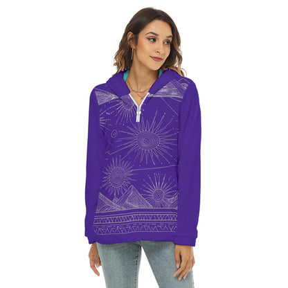 Women's Borg Fleece Hoodie With Half Zip