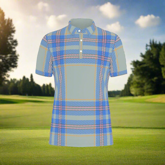 Modern Tartan Fusion Stretch Polo Shirt