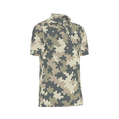 Puzzle Camo Men's Stretch Polo Shirt