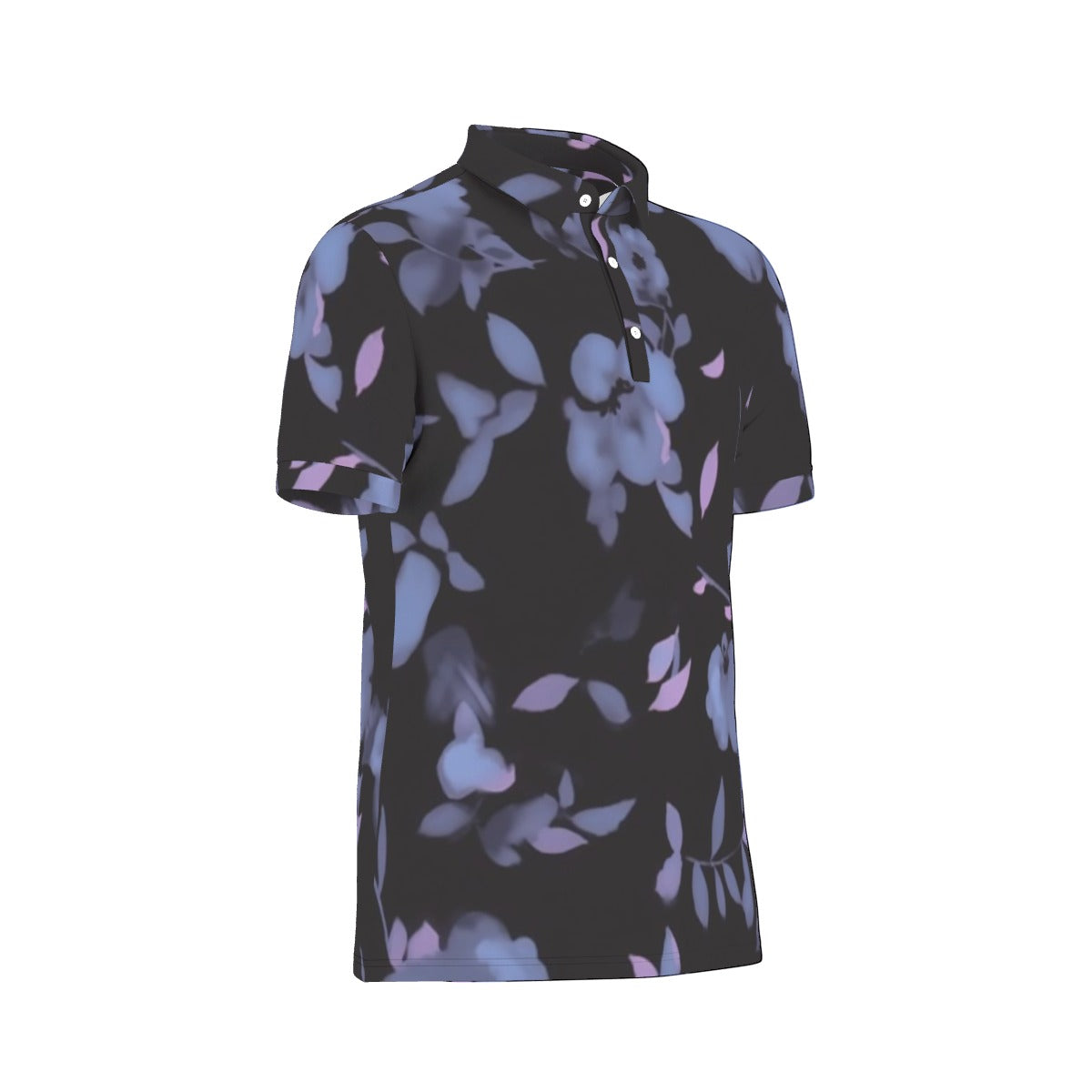 Black Light Blossom Stretch Polo Shirt