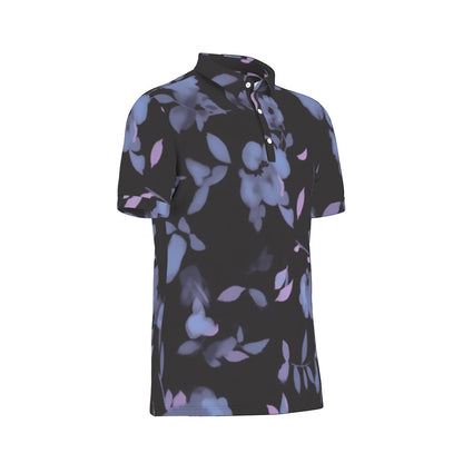 Black Light Blossom Stretch Polo Shirt