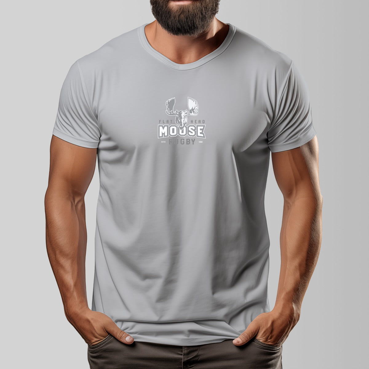 Vintage Moose Rugby Unisex O-neck Short Sleeve T-shirt | 180GSM Cotton