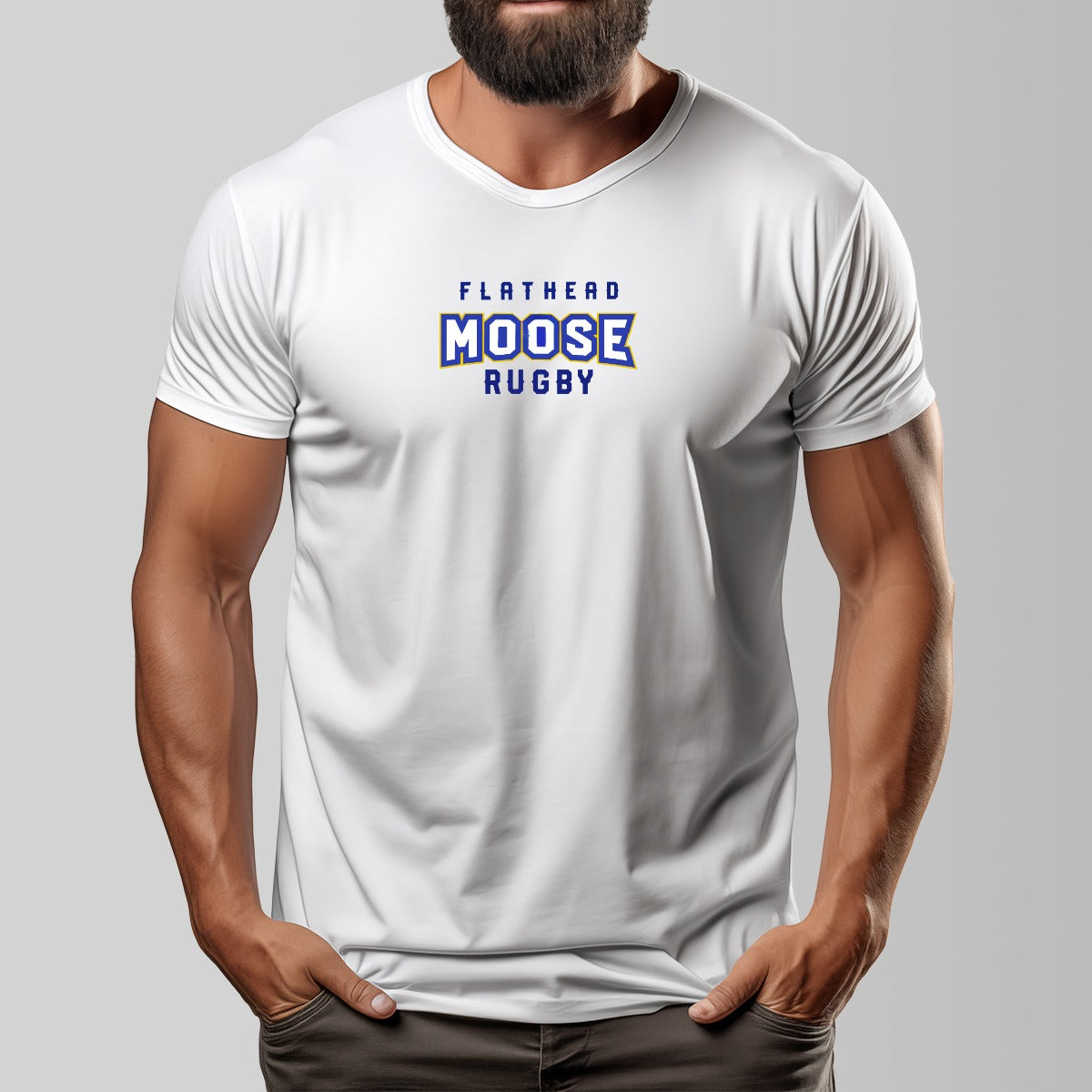 Flathead Moose Rugby Unisex O-neck Short Sleeve T-shirt | 180GSM Cotton (DTF)