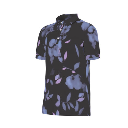 Black Light Blossom Stretch Polo Shirt