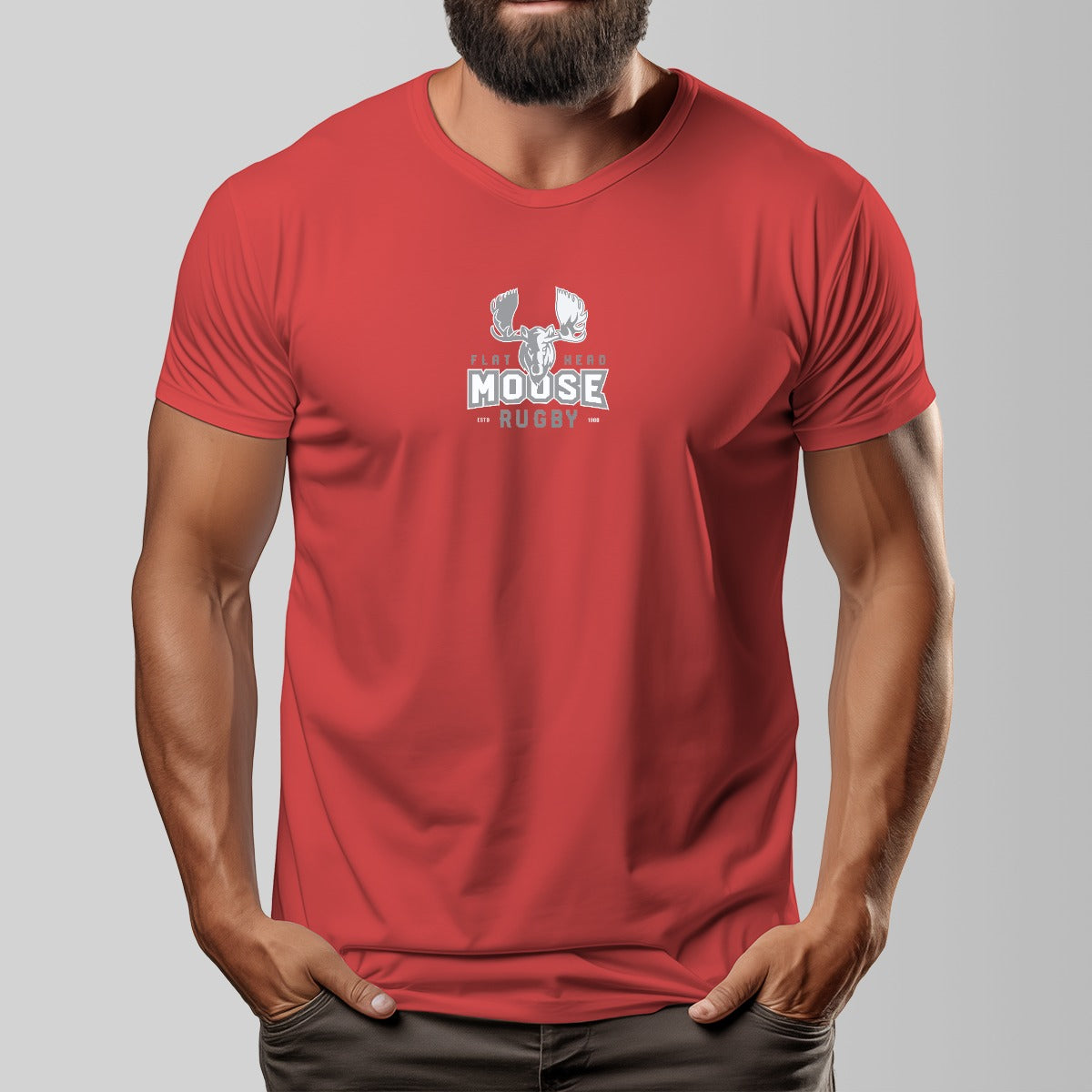 Vintage Moose Rugby Unisex O-neck Short Sleeve T-shirt | 180GSM Cotton