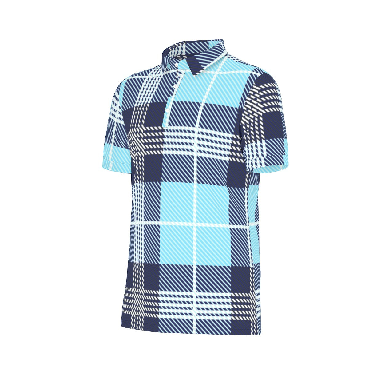 Plaid Blues Stretch Polo Shirt